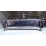 An Adam inspired silver plated standish of casket form with outset, square pillared corners,