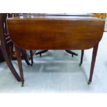 An early 19thC mahogany Pembroke table with an end drawer, raised on square,