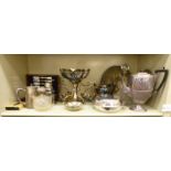 Silver plated tableware: to include a Georgian style waiter 9''dia;