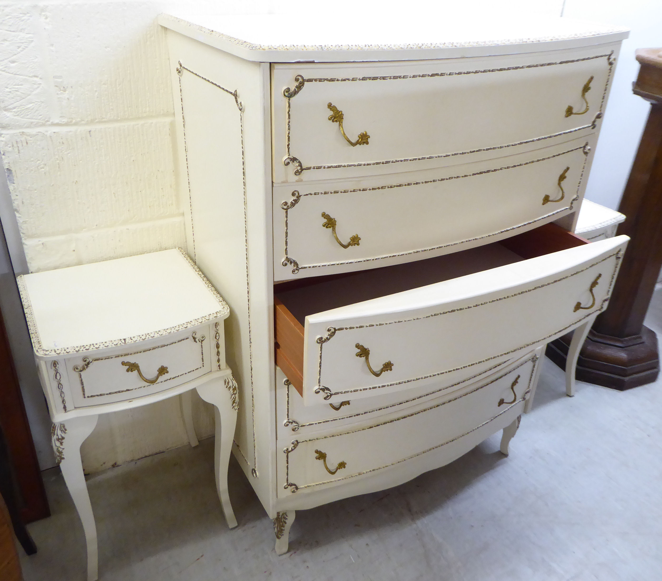 A modern French inspired cream coloured painted and gilded five drawer dressing chest, - Image 3 of 3