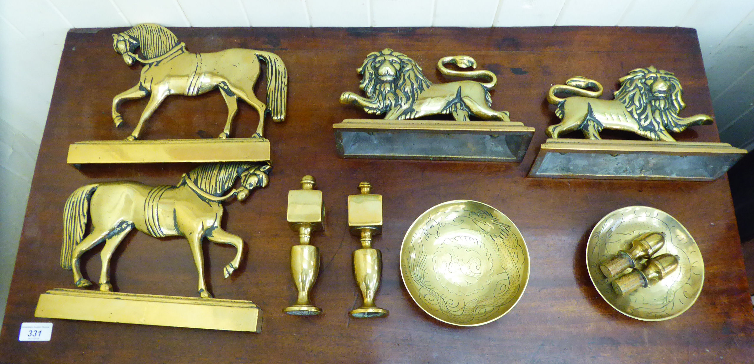 20thC metalware: to include a brass door porter,