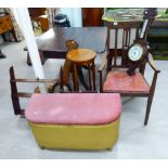 Furniture: to include a 1930s stained oak splat back open arm chair,