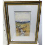 Ellis Cox - 'Windsor Castle Across Meadows' watercolour bears a signature 10'' x 6'' framed