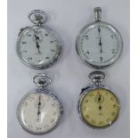 Four stainless steel cased Waltham stop watches,