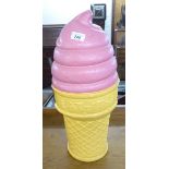 A yellow and pink glazed novelty icecream ornament,