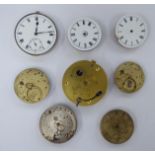 Eight pocket watch movements: to include one by James Compy of Worcester 11