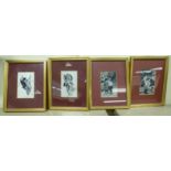 A series of four framed J&J Cash machine woven monochrome tapestry pictures,
