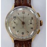 A 'vintage' 18ct gold cased Suisse Antimagnetique Chronograph wristwatch,