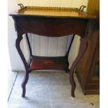 An Edwardian Continental style work box with a detachable mahogany and marquetry tray top,