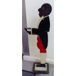 A mid 20thC painted wooden two dimensional, freestanding novelty menu holder,