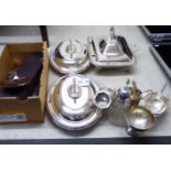 Silver plated tableware: to include a pair of oval,