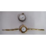 A lady's Elgin gold plated cased fob style bracelet wristwatch,