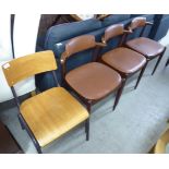 A modern plywood panelled and grey painted metal school chair;