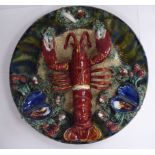 A late 19thC Palissy moulded and glazed pottery dish,