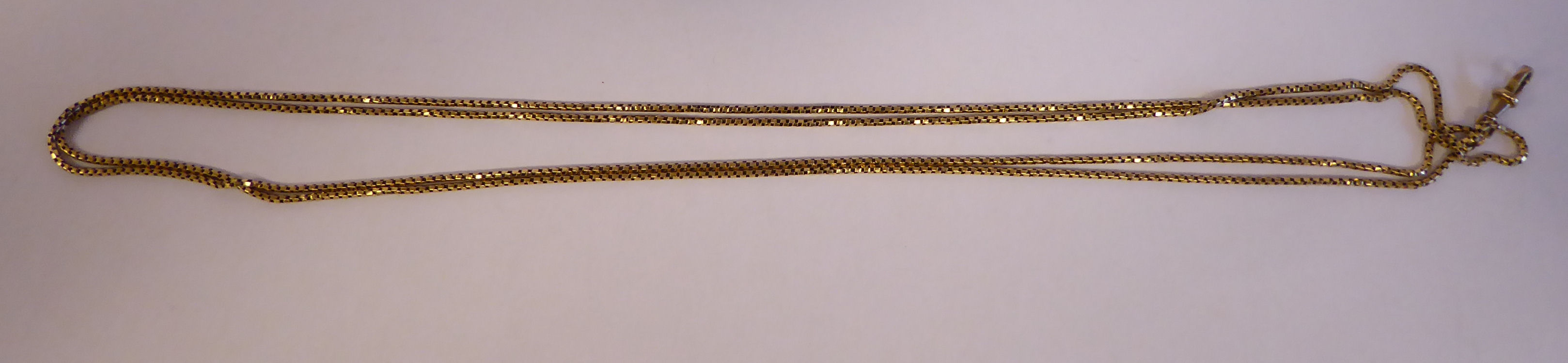 A Victorian 9ct gold box belcher link guard chain,