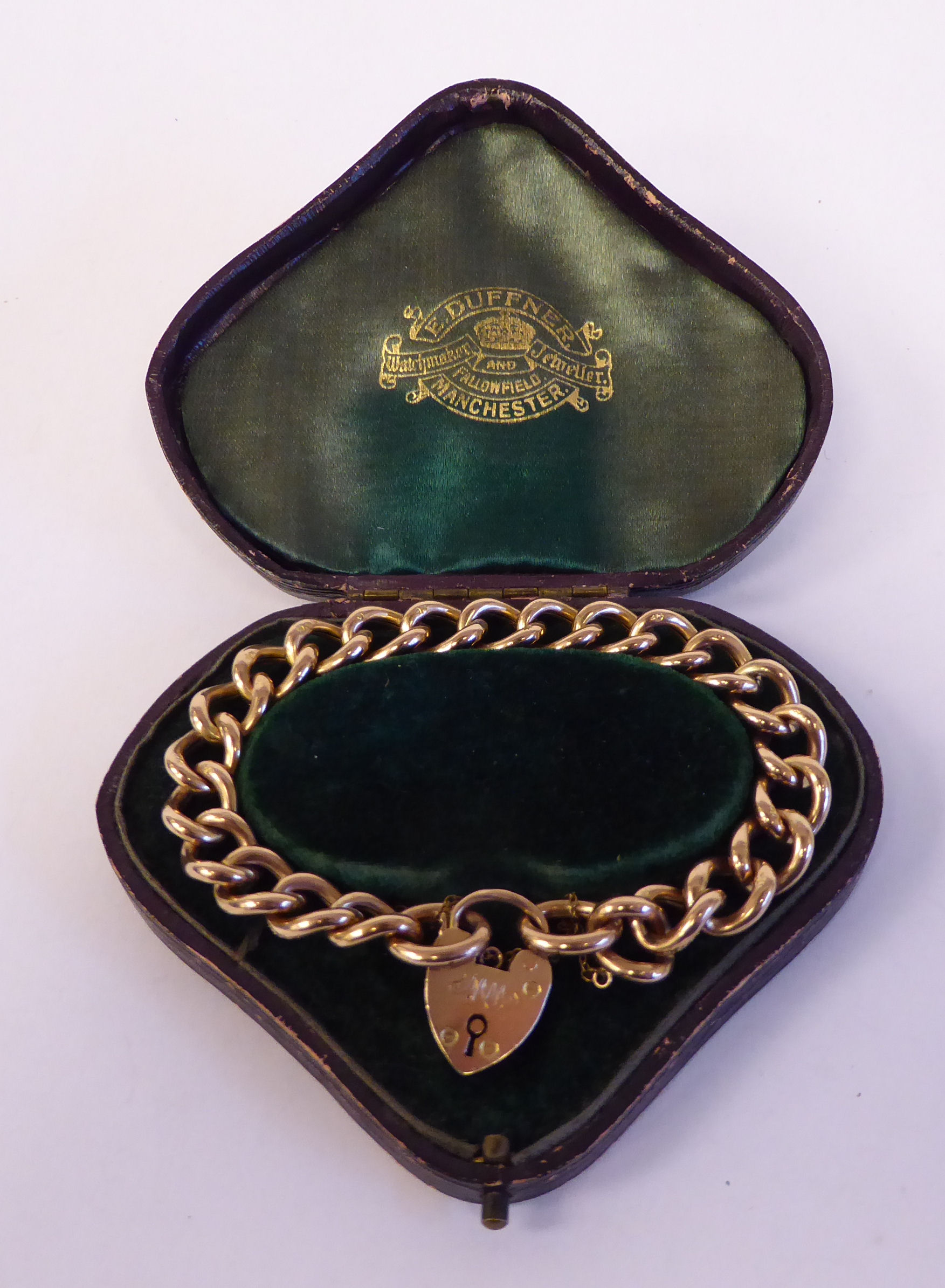 An Edwardian 9ct gold curb link bracelet, - Image 5 of 5