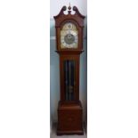 An Edwardian satinwood string inlaid, crossbanded and marquetry, mahogany longcase clock,