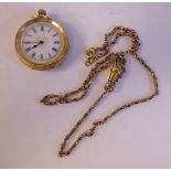 A lady's 18ct decoratively engraved gold cased pocket watch,