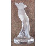 A Lalique part frosted glass figure, a posing nude bears an etched Lalique France mark 9.