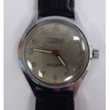 A 1950s Charles Nicolet stainless steel cased wristwatch, the movement with sweeping seconds,