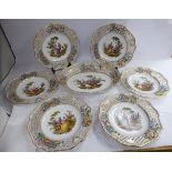 An early 20thC Continental porcelain dessert service, in the manner of Meissen with wide,