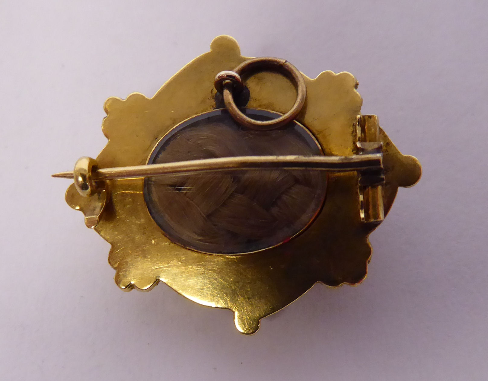 An early Victorian 15ct gold cast and textured brooch, - Image 2 of 3