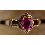 A Victorian 15ct gold ruby and diamond set cluster ring