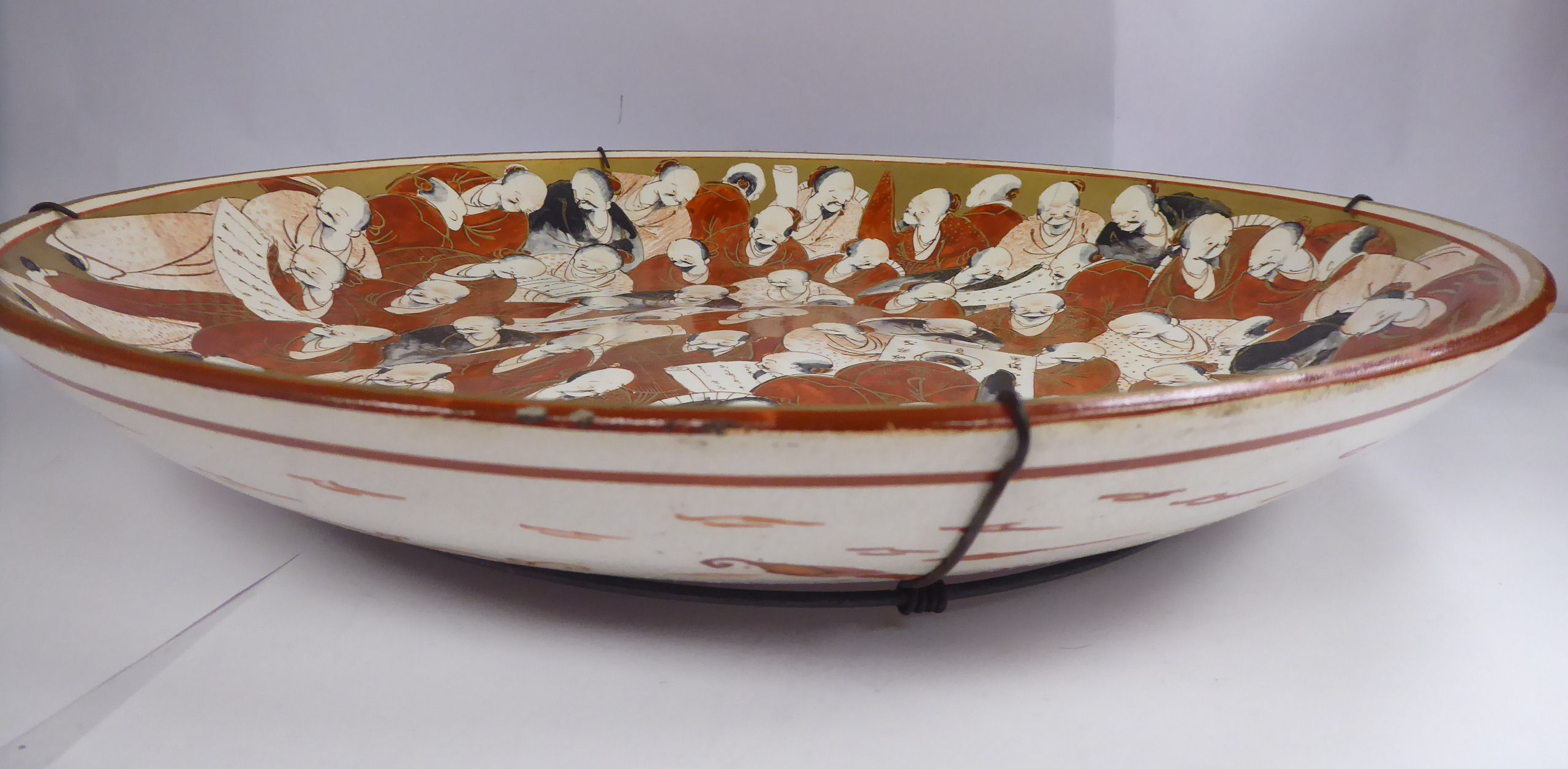 A late 19th/early 20thC Japanese Satsuma earthenware dish, - Image 6 of 10