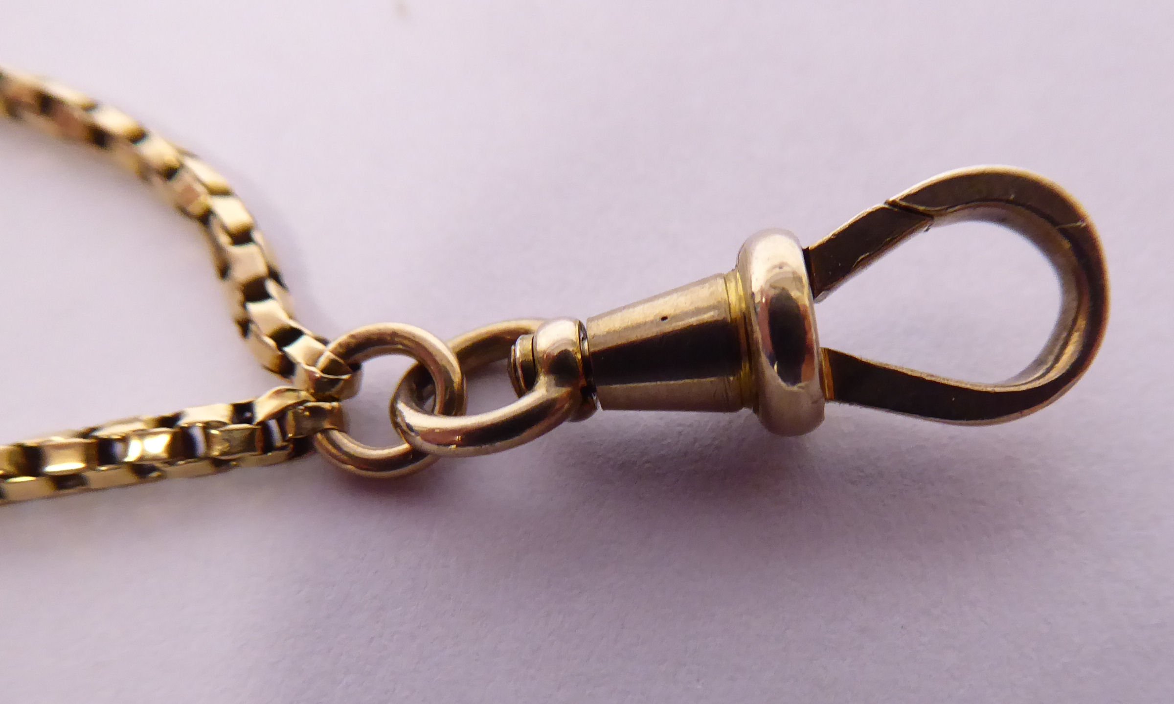 A Victorian 9ct gold box belcher link guard chain, - Image 2 of 3