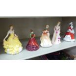 Five Royal Doulton china figures from the 'Pretty Ladies Series': to include 'Winter' HN5314 7.