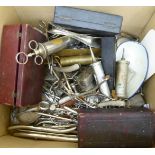 Late 19th/early 20thC chromium plated and other medical instruments: to include syringes various