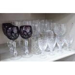 Glassware: to include a set of eight pedestal wines with star and line-cut decoration OS3