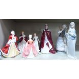 Decorative ceramic figures: to include a Royal Worcester china figure 'In Celebration of The Queens