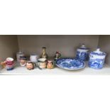 Decorative ceramics: to include six Royal Doulton and other miniature character jugs;