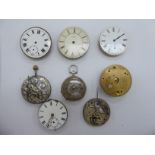 Eight late 19th/early 20thC pocket watch movement,