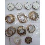 Pocket watch spares and accessories: to include gold plated bezels OS10