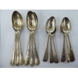 A set of six Continental bead bordered silver coloured metal teaspoons stamped 925;