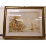 Early 20thC British School - a river study with sailing boats watercolour 20'' x 28'' framed