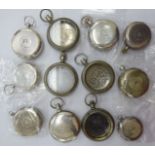 Twelve 19thC and later silver and white metal pocket watch cases OS10