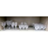 Royal Doulton crystal and other stemmed slice decorated drinking glasses: to include a set of ten