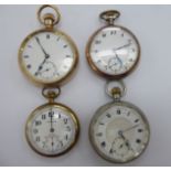 Four late 19th/early 20thC pocket watches, various metal and silver cases,
