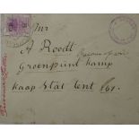 Postcard BOER WAR POSTCARD AND ENVELOPE ADDRESSED TO GROENPUNT PRISIONER OF WAR CAMP Envelope with