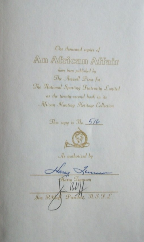 Tennison, Harry An African Affair. (Signed and numbered first edition 516/1000 copies) An African - Image 3 of 4