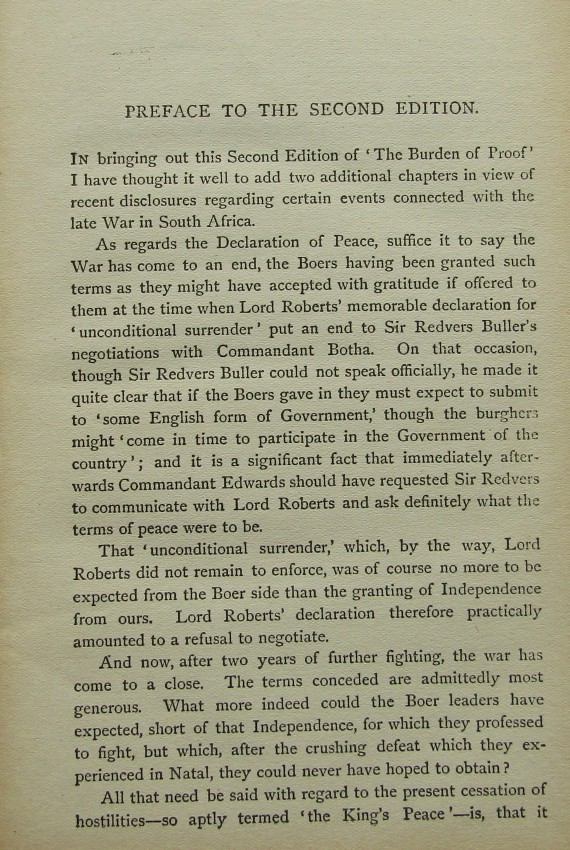 An Average Observer THE BURDEN OF PROOF 1 volume. Second edition October 1902. Scarce publication. - Image 4 of 4