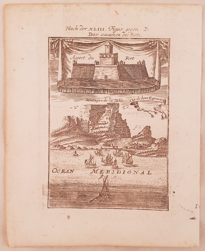 Mallet Allain Manesson (1630-1706) CAP DE BONE ESPERANCE View of Cape of Good Hope of 1719 by Allain - Image 2 of 4