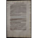 St. Jerome Commentaria in Bibliam - ORIGINAL INCUNABULA LEAF PRINTED IN 1498 This is an original