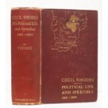 Vindex CECIL RHODES First edition: 850 pages, frontispiece portrait, folding map at the back, foxing