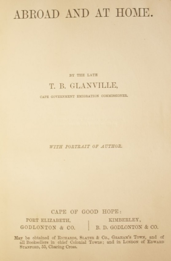 T. B. Glanville Abroad and at Home (1878) Original maroon cloth, little scuffed and marked (a few - Image 4 of 4