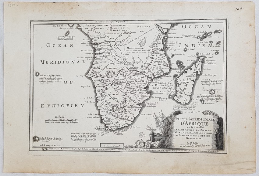 De Fer Nicolas (1646-1720) PARTIE MERIDIONALE Dâ€™AFRIQUE OU SE TROUVENT LA BASSE GUINEE LA CAFRERIE - Image 2 of 4