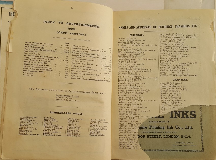 Juta & Co. (Compilers) Juta's Directory of Cape Town Suburbs and Simon's Town 1926 Staining of - Image 2 of 4